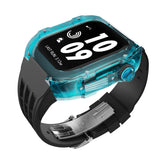 Apple watch case polycarbonate 44/45mm - transparent blue case with black strap - Azzam Watches 