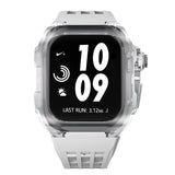 Apple watch case polycarbonate 44/45mm - transparent case with white strap - Azzam Watches 