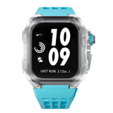 Apple watch case polycarbonate 44/45mm - transparent case with blue strap - Azzam Watches 