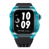 Apple watch case polycarbonate 44/45mm - transparent blue case with black strap - Azzam Watches 