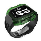 Apple watch case polycarbonate 44/45mm - transparent green case with black strap - Azzam Watches 