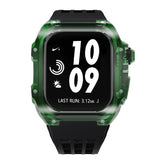 Apple watch case polycarbonate 44/45mm - transparent green case with black strap - Azzam Watches 
