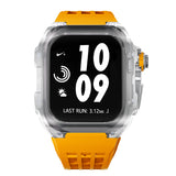 Apple watch case polycarbonate 44/45mm - transparent case with orange strap - Azzam Watches 