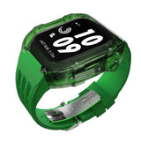 Apple watch case polycarbonate 44/45mm - transparent green case with green strap - Azzam Watches 