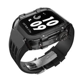 Apple watch case polycarbonate 44/45mm - transparent black case with black strap - Azzam Watches 