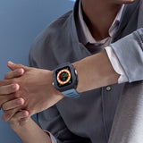 Apple watch carbon fiber case 44/45mm - black case with blue strap - Azzam Watches 