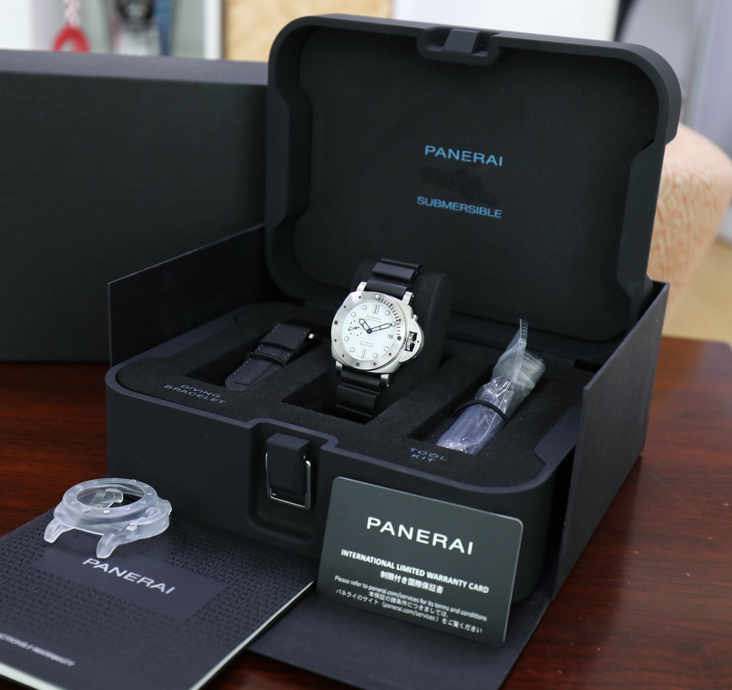 Panerai Submersible Bianco PAM01223 42mm Steel White Dial - Azzam Watches 