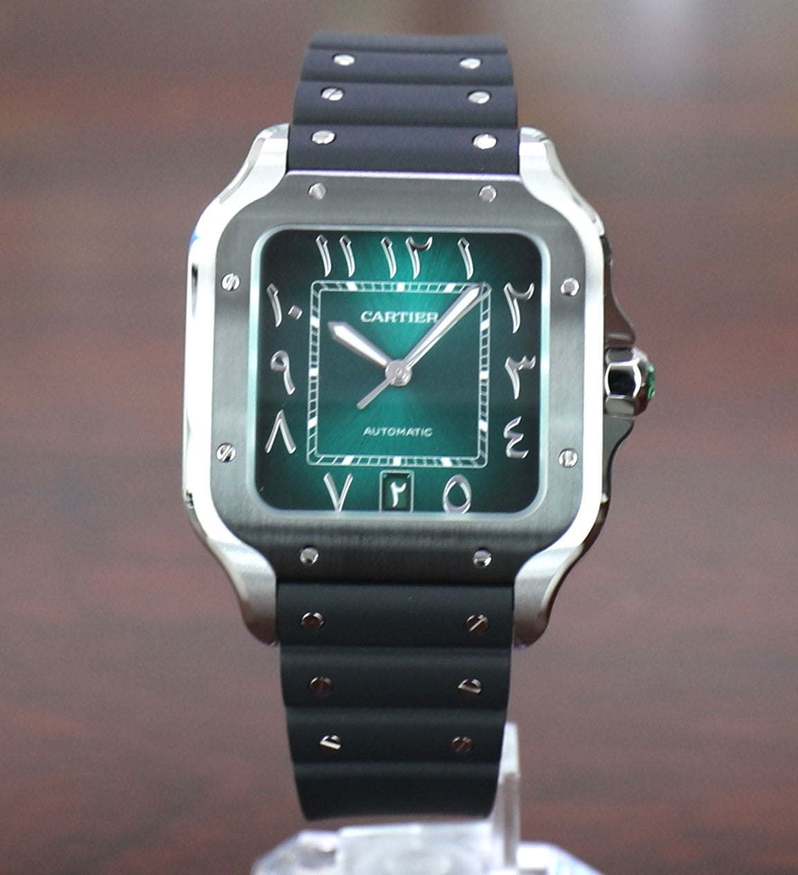 Cartier Santos – Middle East Exclusive – One Shot – Arabic Dial Green – Large – New – Full Set - Azzam Watches 