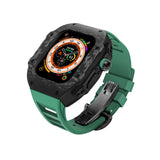 Apple watch carbon fiber case 44/45mm - black case with green strap - Azzam Watches 